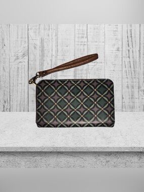 Green and Brown Color Wristlet Fossil Wallet
